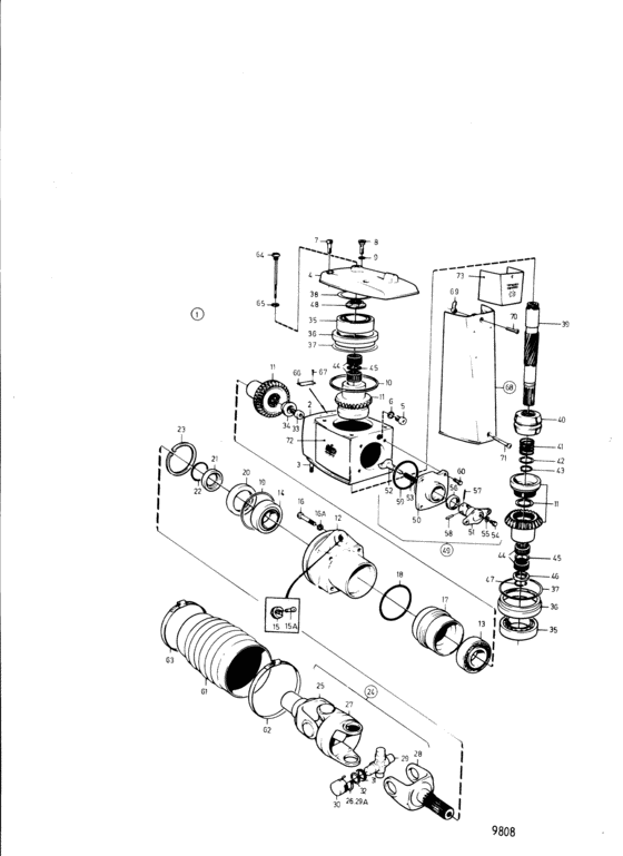 Схема узла Upper Gear Unit Для Volvo Penta Aq231B