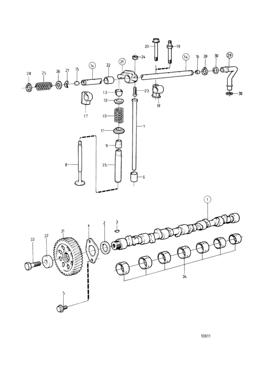 Схема узла Camshaft And Valve Mechanism Для Volvo Penta Tamd42B
