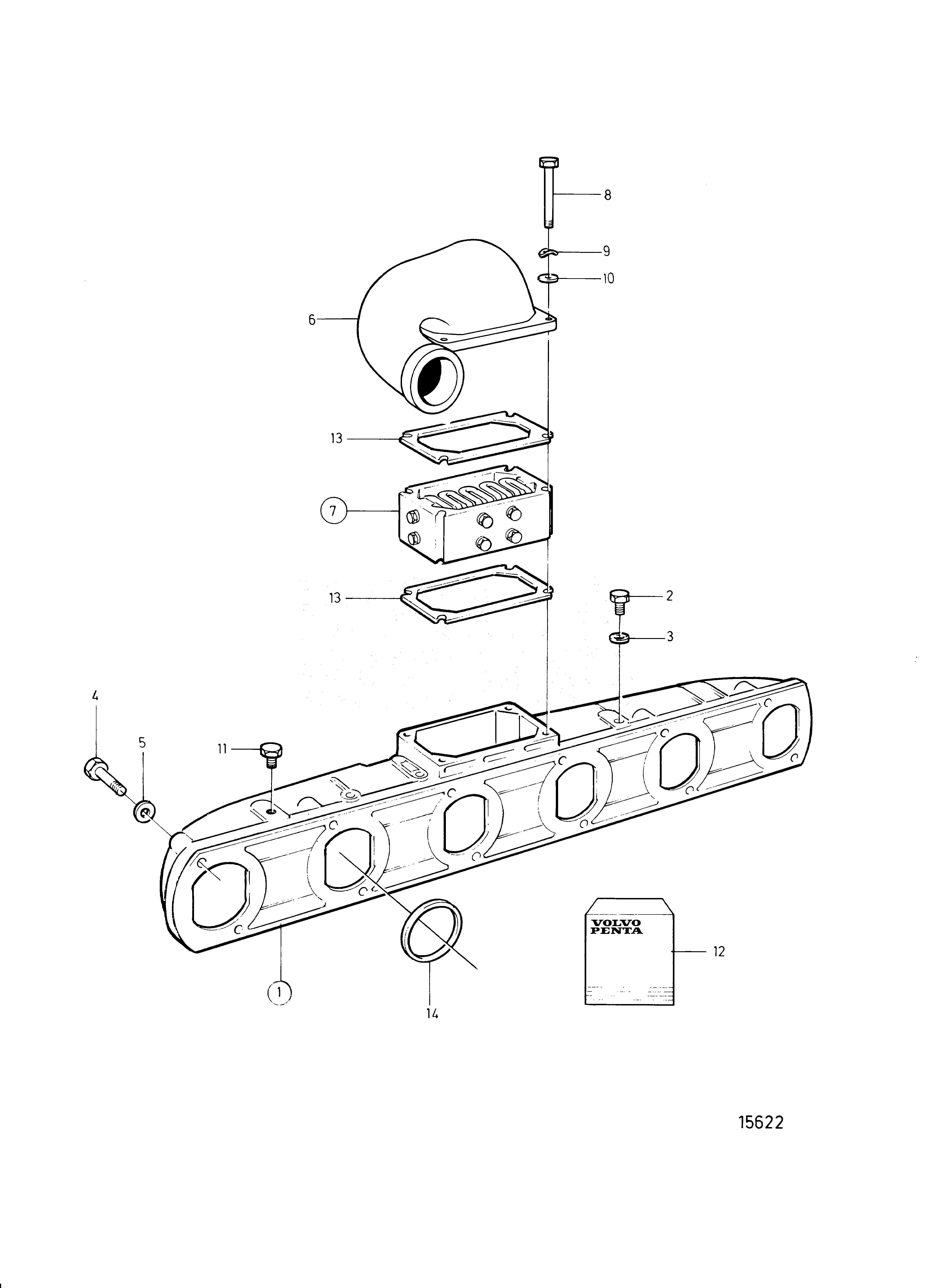 Схема узла Inlet Manifold And Starter Element. High Mounted Turbo