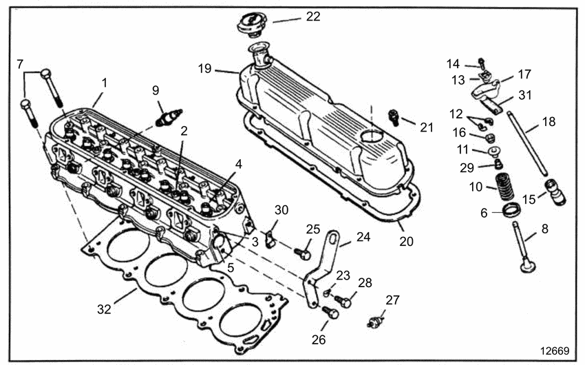 Схема узла Головка Цилиндра Для Volvo Penta 5.8Fipncbce