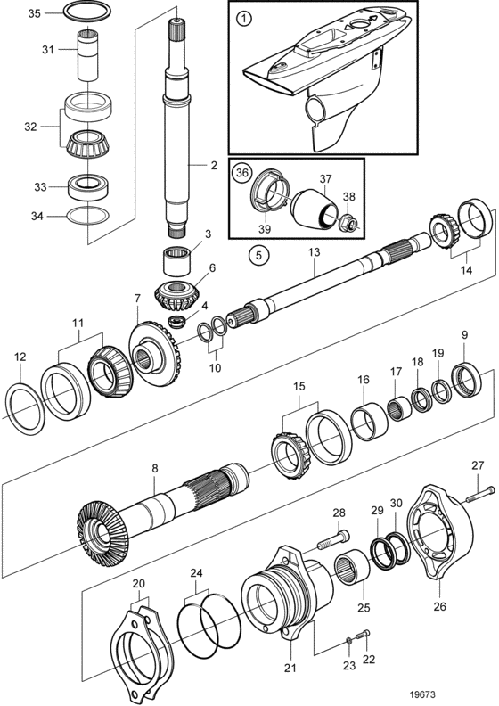 Схема узла Drive Shaft And Bearing Housing Для Volvo Penta Dph-B