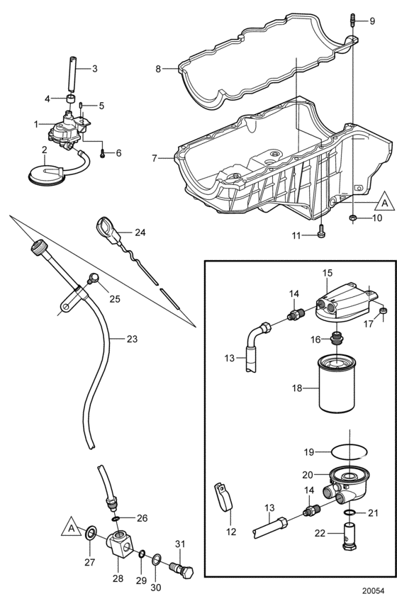 Схема узла Oil Pan And Oil Pump Для Volvo Penta 4.3Osi-Df