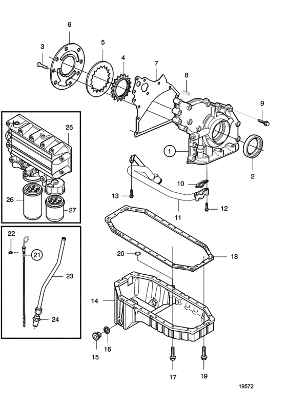 Схема узла Lubricating System (0-10 Для Volvo Penta D5A-B Ta