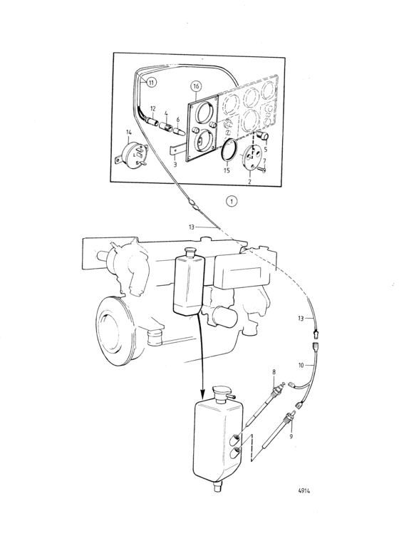 Схема узла Cooling Water Level Alarm Для Volvo Penta Aqd40A