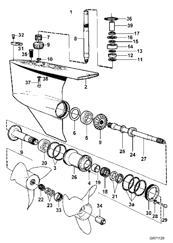 Схема узла Lower Gear Unit Для Volvo Penta Dpx-R 1.59
