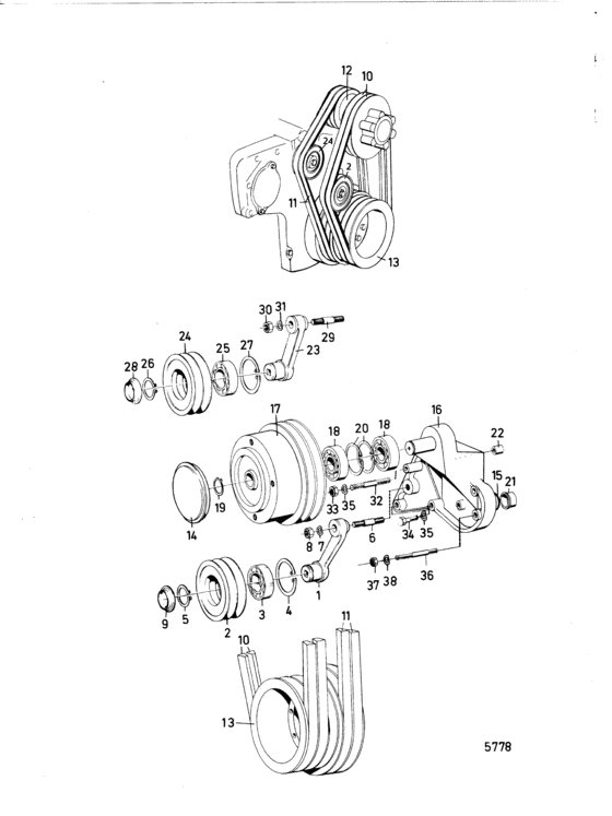 Схема узла Belt Transmission Для Volvo Penta Td121Crc