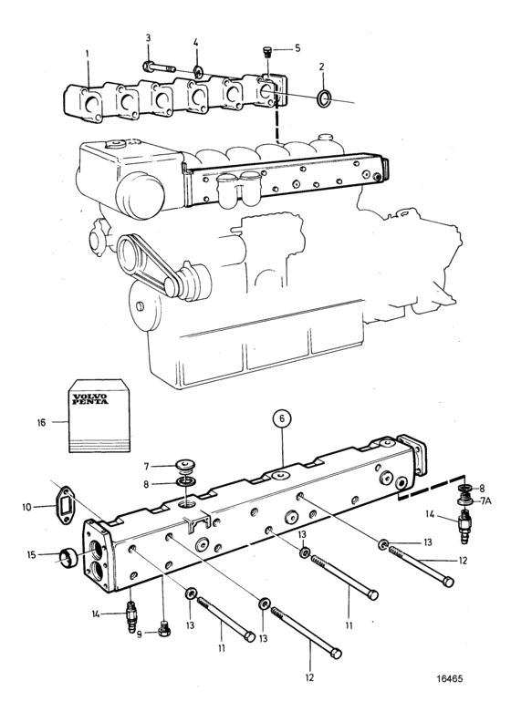 Схема узла Induction And Exhaust Manifold Для Volvo Penta Tmd102A