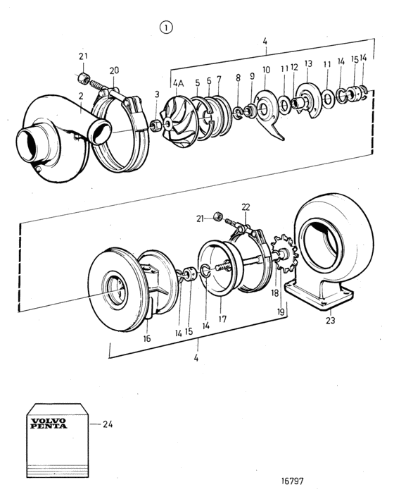 Схема узла Turbocharger, Components Для Volvo Penta Tamd122P-C