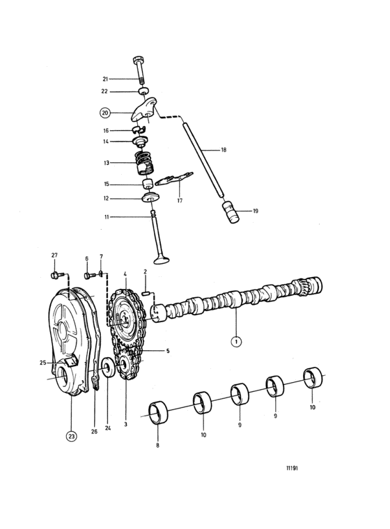 Схема узла Camshaft And Valve Mechanism Для Volvo Penta 434A