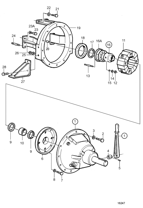 Схема узла Clutch Twin Disc 11,5\'\' Для Volvo Penta Tamd162C