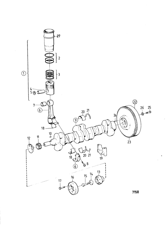 Схема узла Crankshaft And Related Parts Для Volvo Penta Aqd70D