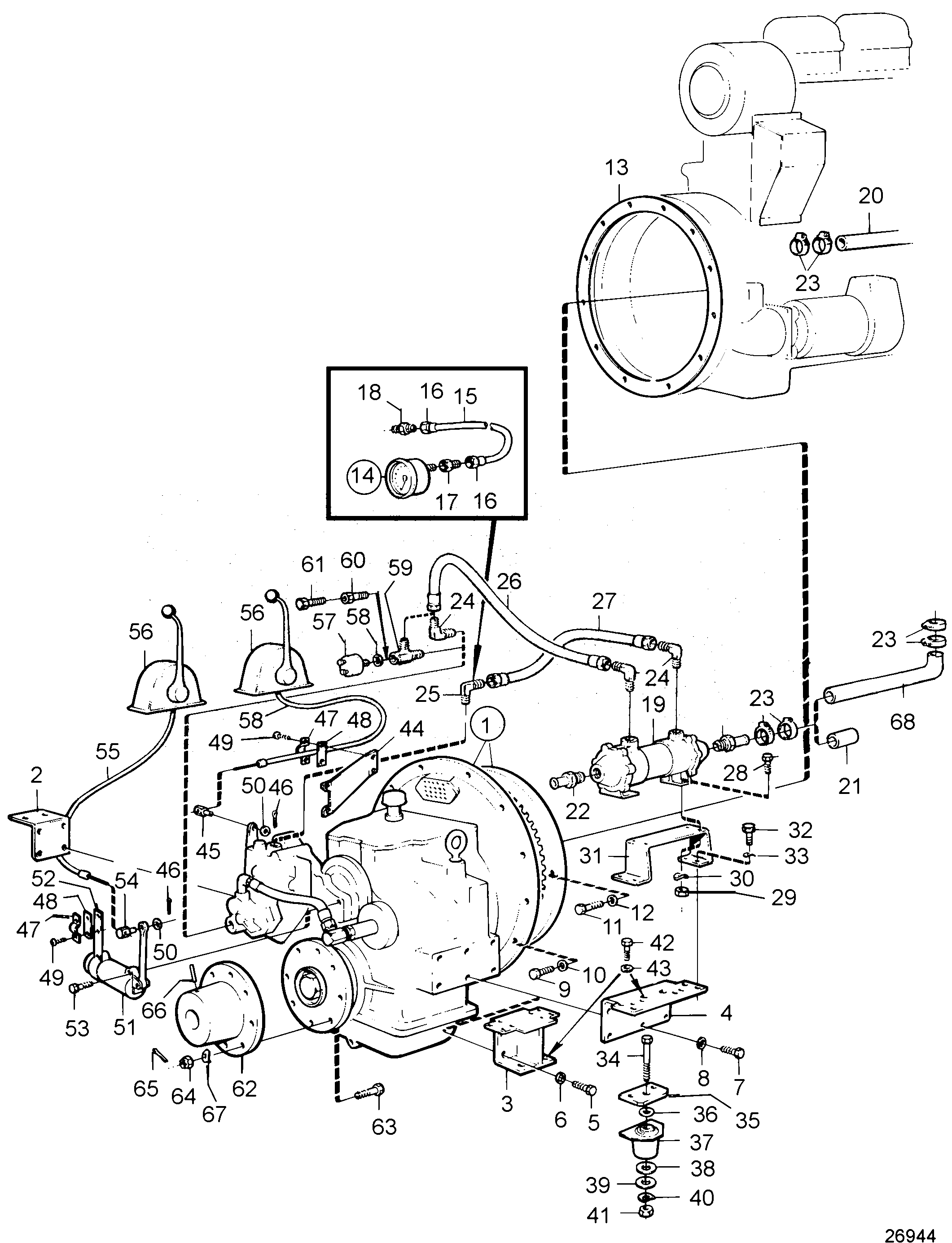 Схема узла Reverse Gear Twin Disc Mg509 And Inst. Components. Standard