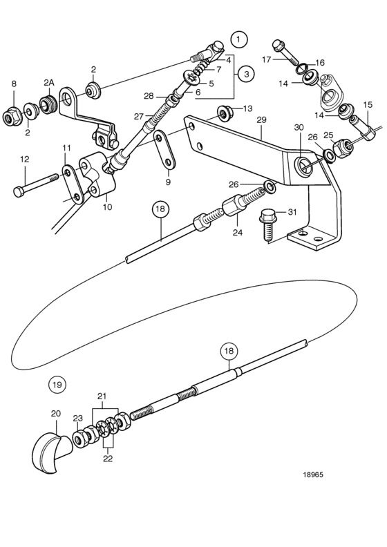 Схема узла Control Connection, Speed And Stop Control Для Volvo Penta D2-55A