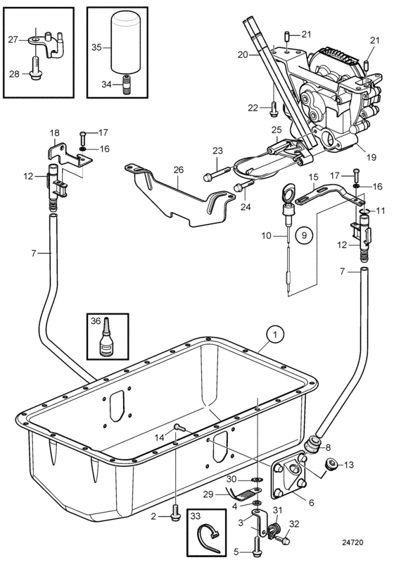 Схема узла Lubricating System. Sn2004027000- Для Volvo Penta D4-225I-C