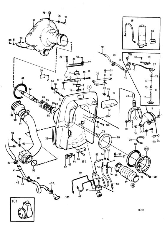 Схема узла Connecting Components Aq Drive Unit 290 Для Volvo Penta Aq151A