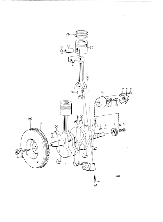 Схема узла Crankshaft And Related Parts: D Для Volvo Penta Md7B