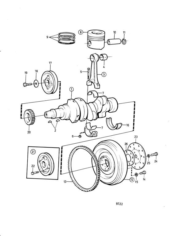 Схема узла Crankshaft And Related Parts Medium Duty. Prm -Connection Для Volvo Penta 2003