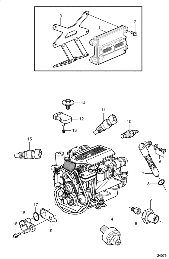 Схема узла Electronic Engine Control Для Volvo Penta 8.1Gxie-K