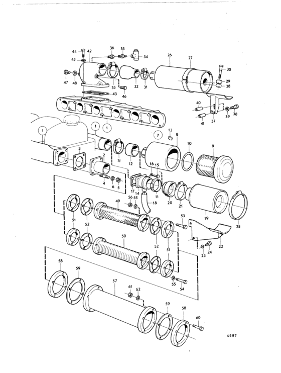Схема узла Induction And Exhaust System: A Для Volvo Penta Md100A