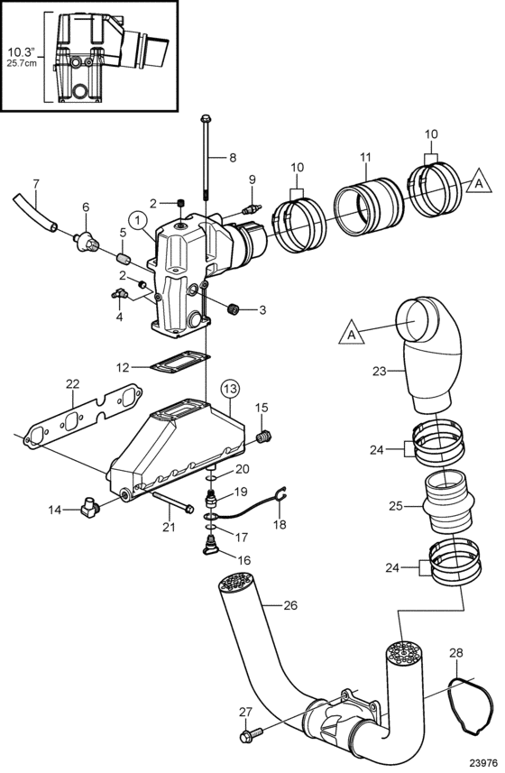 Схема узла Выхлоп Для Volvo Penta 4.3Gxi-J