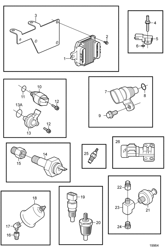 Схема узла Electronic Engine Control Для Volvo Penta 5.0Gxi-Ef