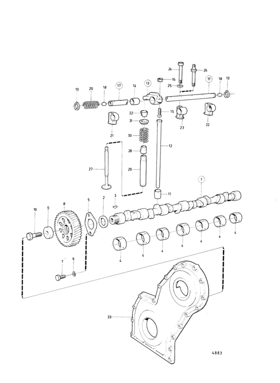 Схема узла Camshaft And Valve Mechanism Для Volvo Penta Aqad40B