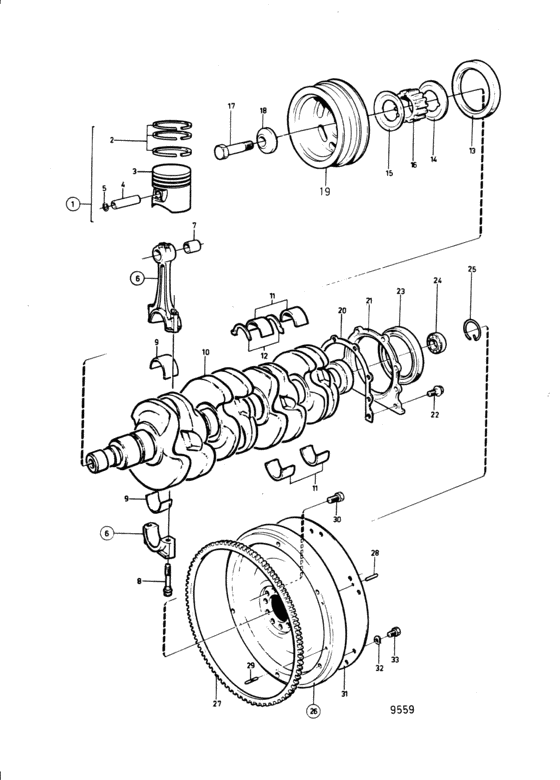 Схема узла Crankshaft And Related Parts Для Volvo Penta Aq125B