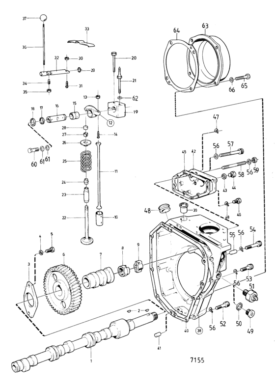 Схема узла Camshaft And Valve Mechanism: A Для Volvo Penta Md17C