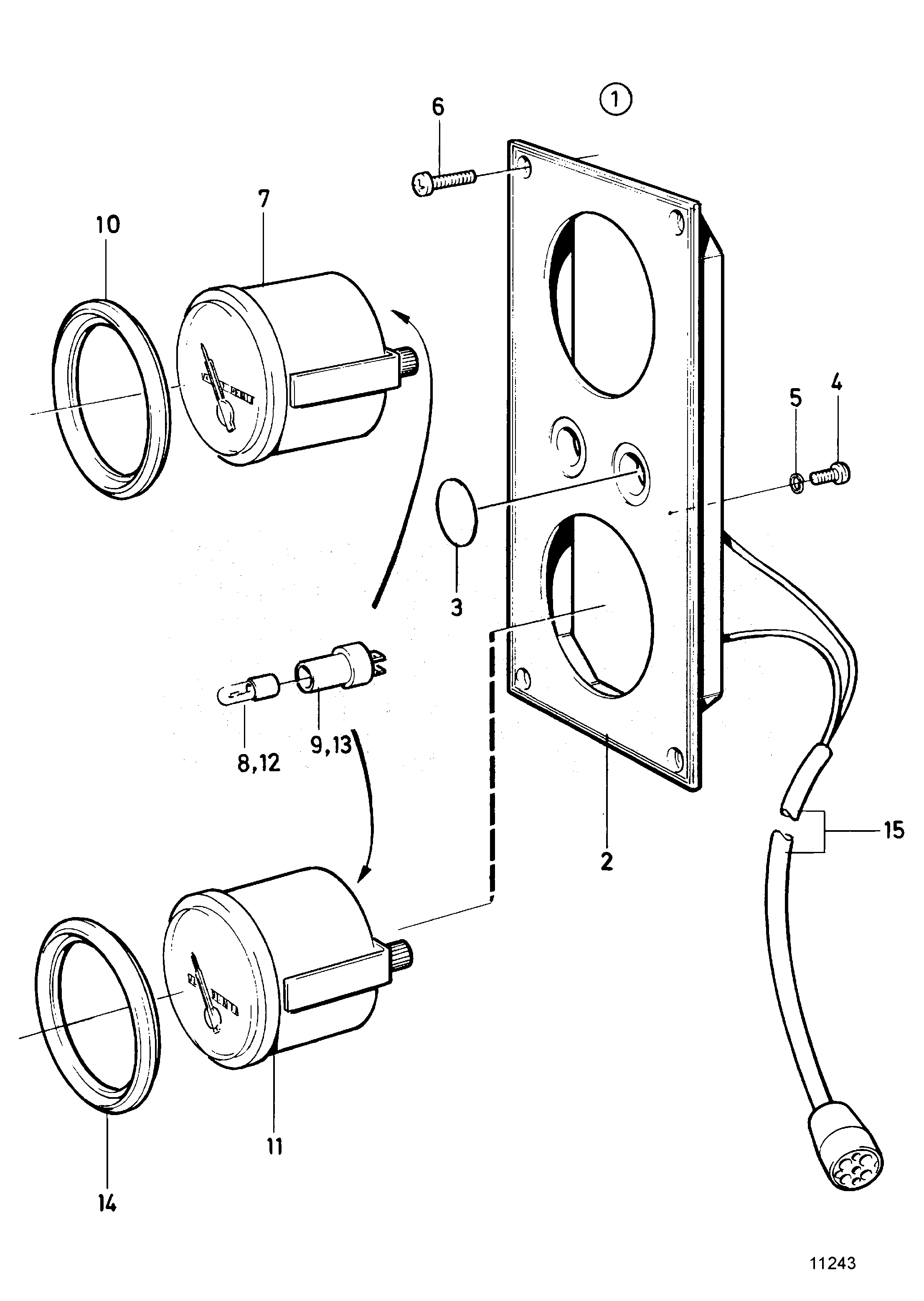 Схема узла Extra Panel 12V, Turbo, Oil Pressure, Rev. Gear: 846847, 849940