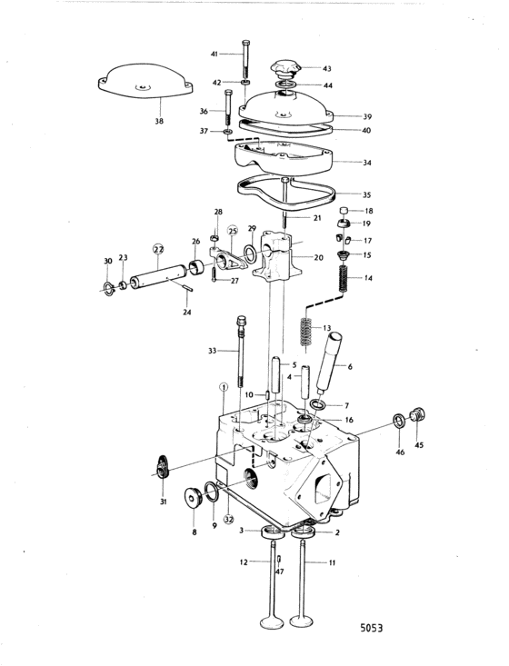 Схема узла Cylinder Head: B Для Volvo Penta Tmd100A