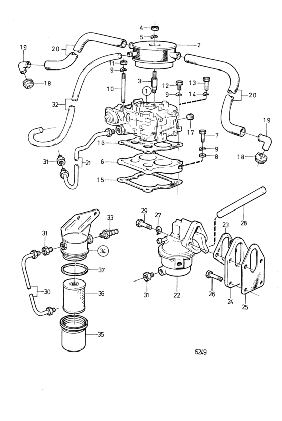 Схема узла Fuel System: B Для Volvo Penta Bb225Av