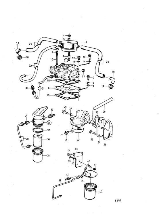 Схема узла Fuel System: Bb225B Mo57028- Для Volvo Penta Aq225D