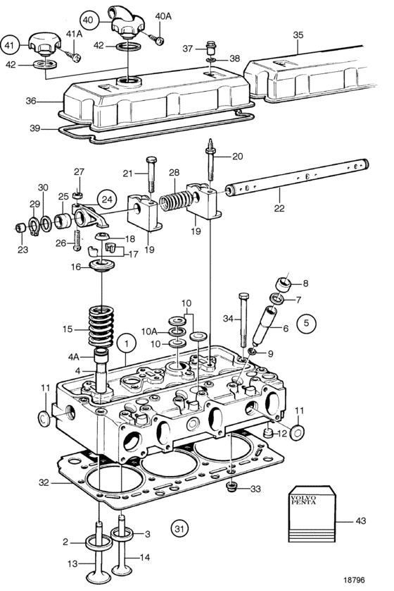 Схема узла Головка Цилиндра Для Volvo Penta Tamd63P-A