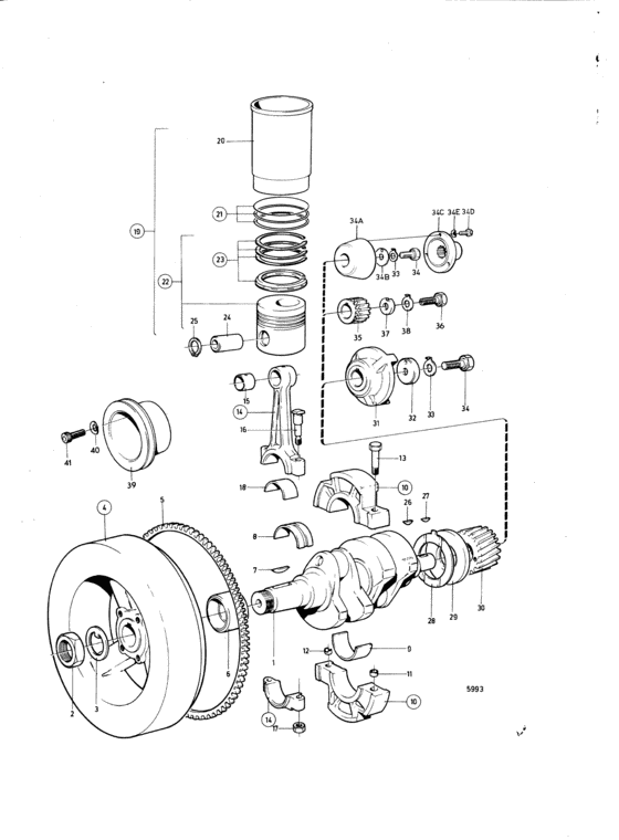Схема узла Crankshaft And Related Parts: B Для Volvo Penta Md11D