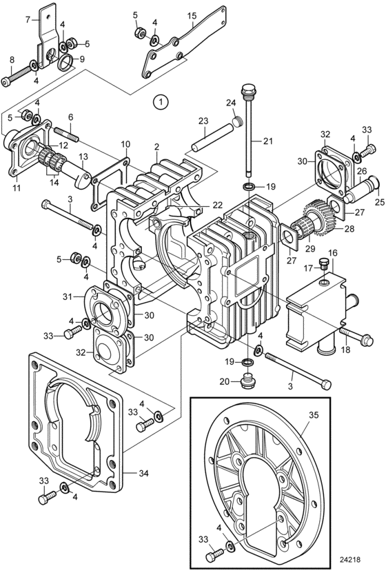 Схема узла Reverse Gear Ms15L: Ratio 2.63:1 Для Volvo Penta Ms15L-B