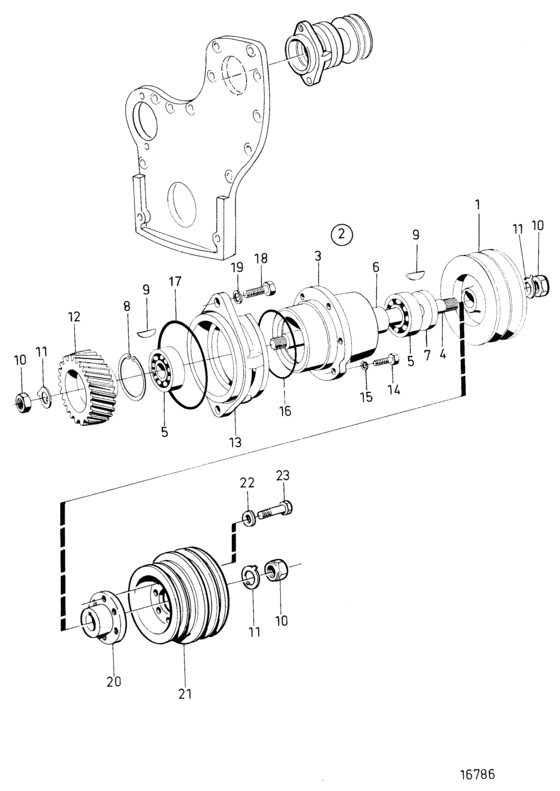 Схема узла Extra Power Take Off, Left Hand Front, Facing Backwards Для Volvo Penta Tamd122D