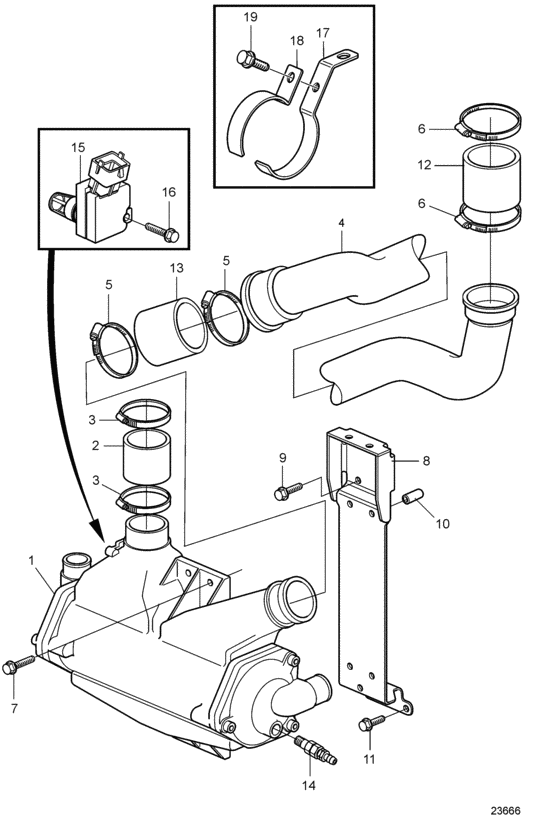 Схема узла Aftercooler Для Volvo Penta D3-110I-A
