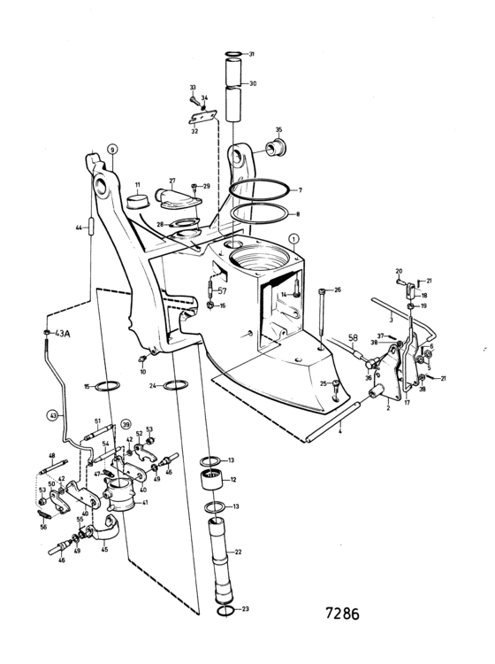 Схема узла Intermediate Housing: Drive 280 Для Volvo Penta Aq225D