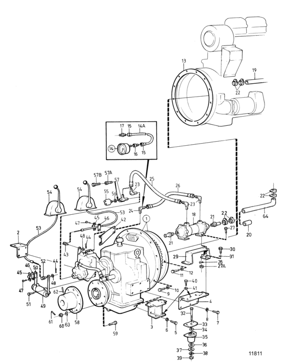 Схема узла Reverse Gear Twin Disc Mg509 And Inst. Components. Standard Для Volvo Penta Tmd100C