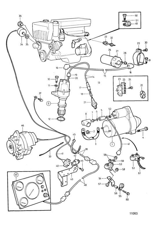 Схема узла Electrical System And Instrument: B Для Volvo Penta 250B