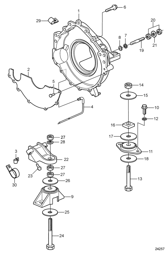 Схема узла Flywheel Housing And Mounts Для Volvo Penta 5.0Glpefs