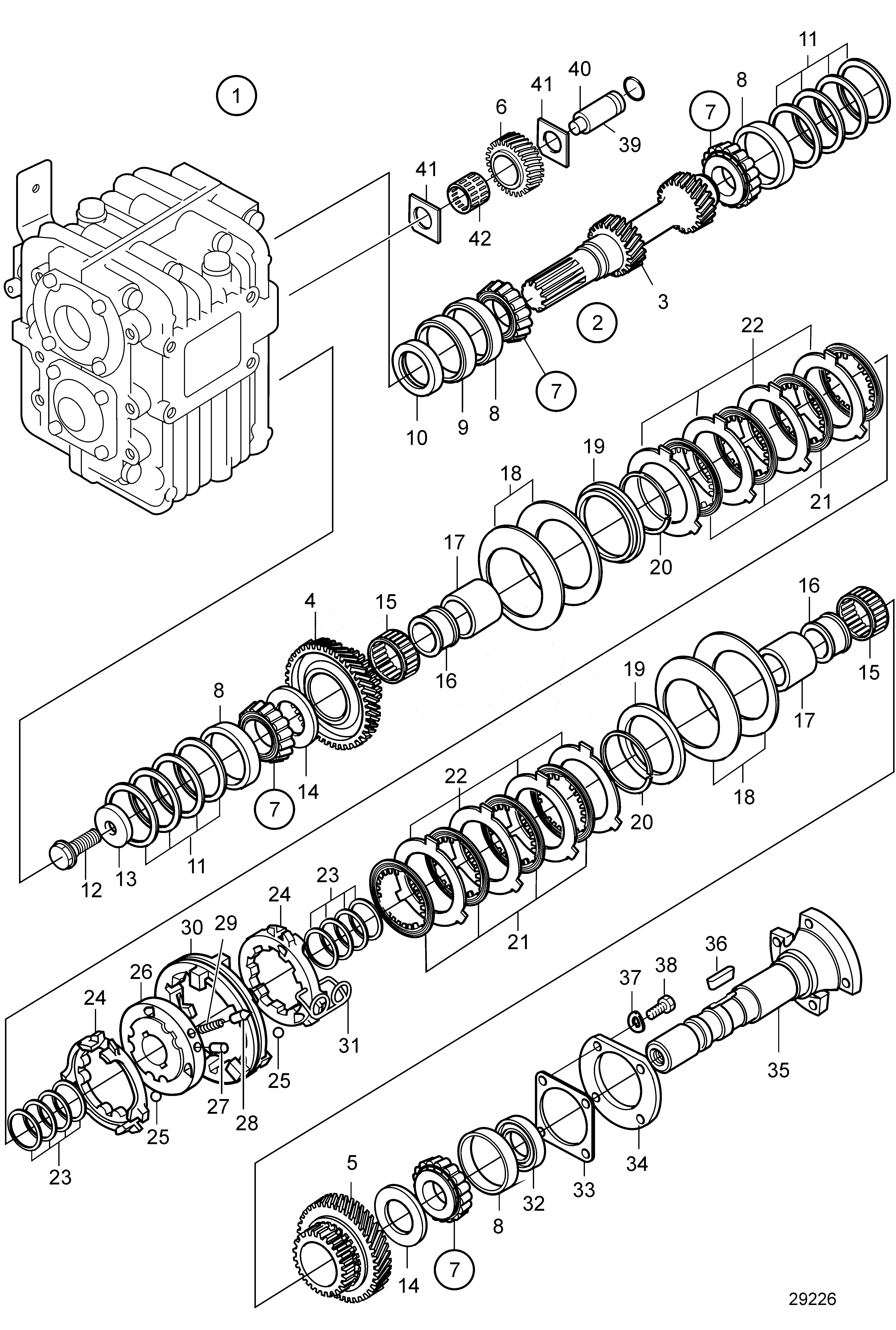 Схема узла Reverse Gear Ms10A, Components: Ratio 2.35:1