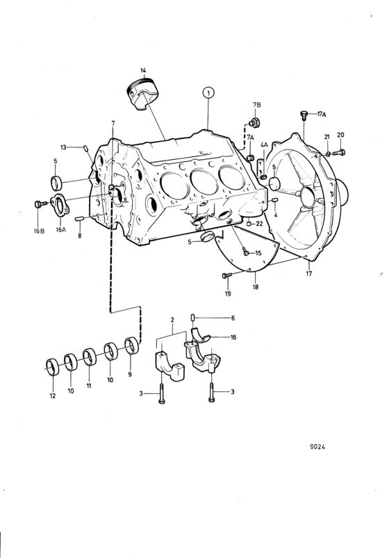 Схема узла Cylinder Block And Flywheel Casing Для Volvo Penta Aq205A