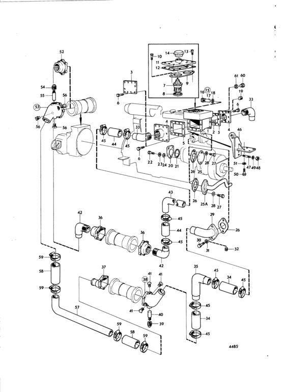 Схема узла Keel Cooling System, Earlier Prod: A Для Volvo Penta Md70B