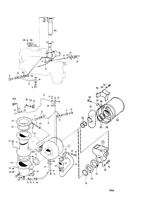 Схема узла Induction And Exhaust System Для Volvo Penta Tad120Chc