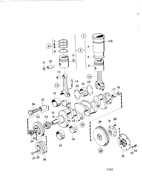 Схема узла Crankshaft And Related Parts Для Volvo Penta Md21B