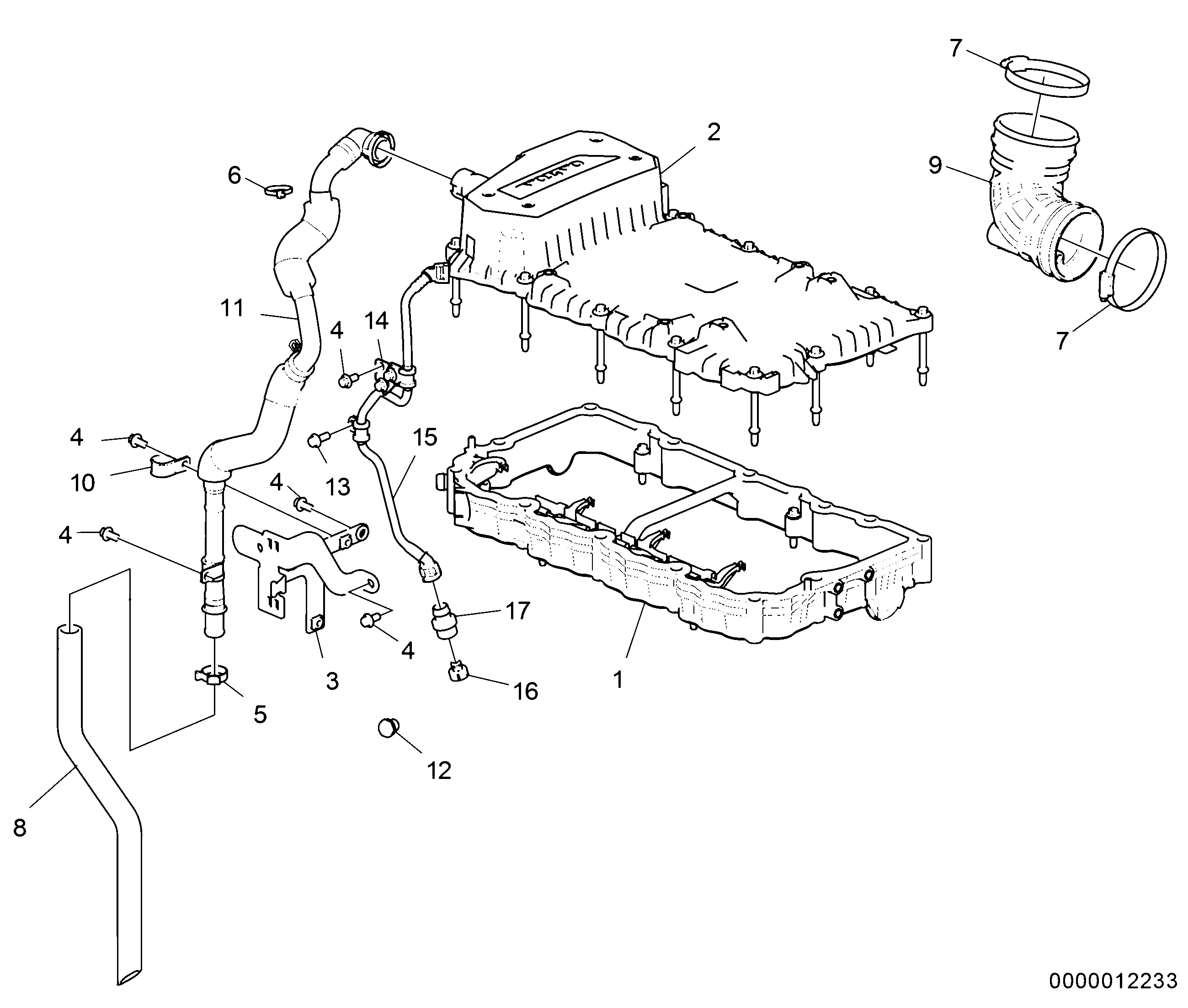 Схема узла Crankcase Ventilation Integrated Semi Open.
