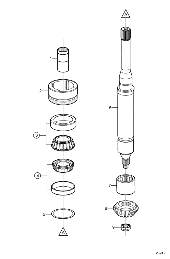 Схема узла Lower Vertical Shaft Для Volvo Penta Dps-A