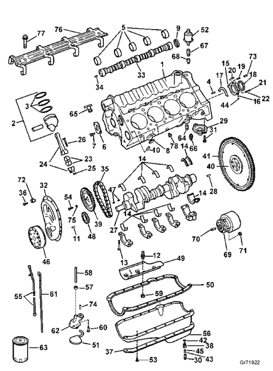 Схема узла Crankcase And Oil Pan Для Volvo Penta 5.0Glpefs