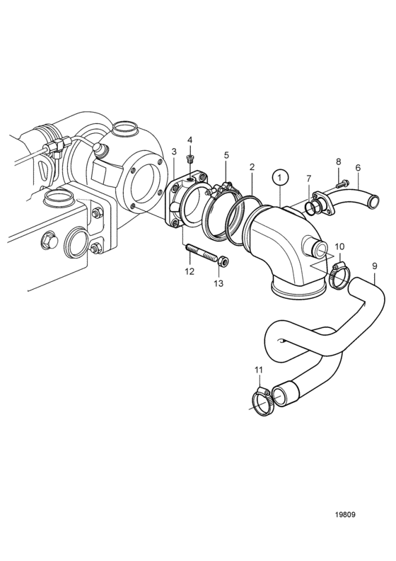 Схема узла Wet Exhaust Line 4\'\' (102 Mm) Для Volvo Penta D5A-A T